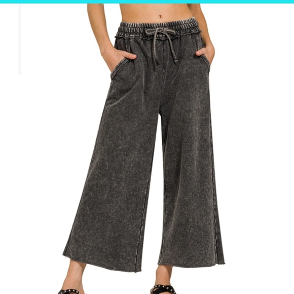 ShopEvelynne Pants - ✨LAST ONE✨Acid Washed French Terry Palazzo Pants